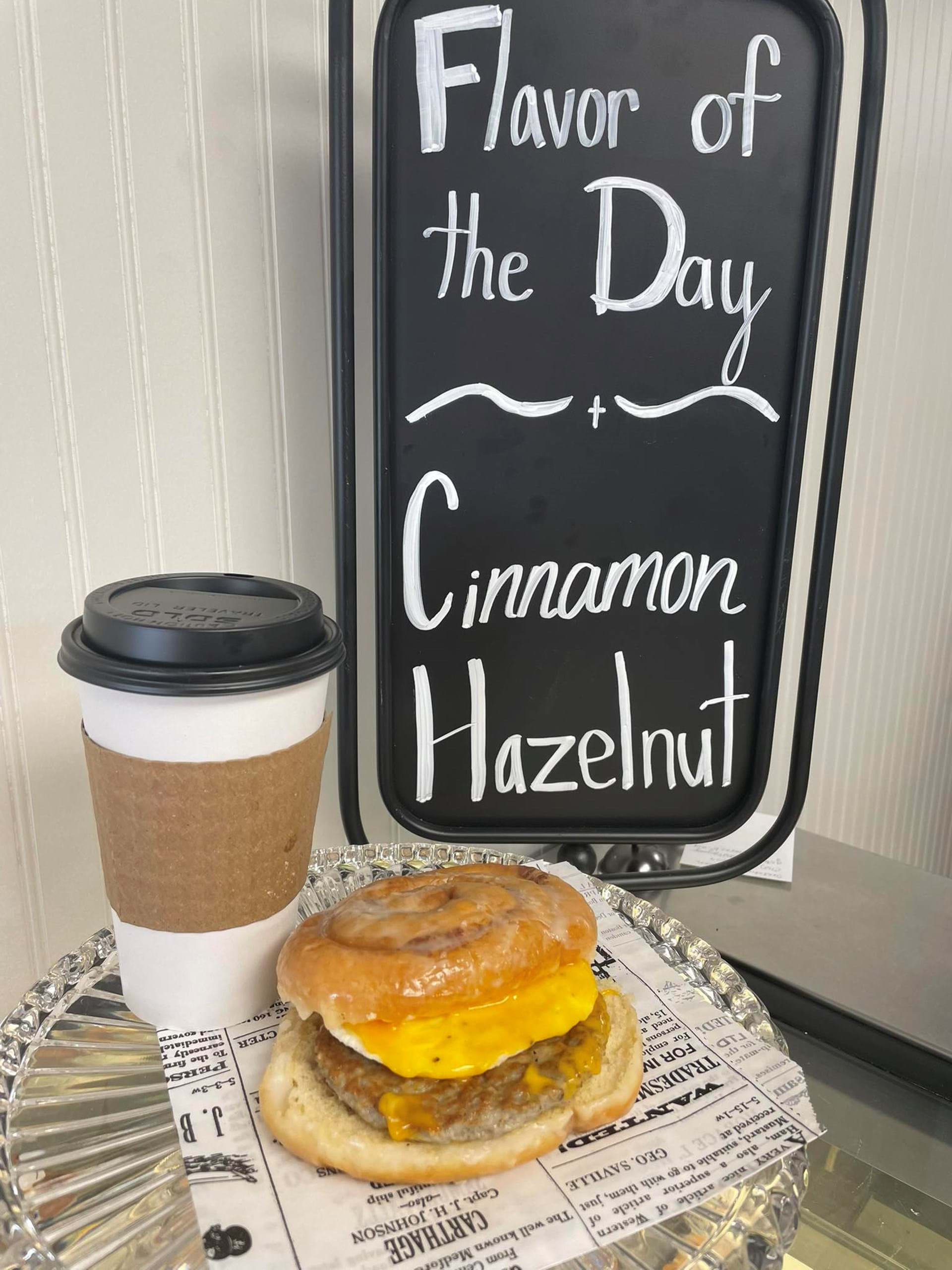 Cinnamon roll breakfast sandwich!