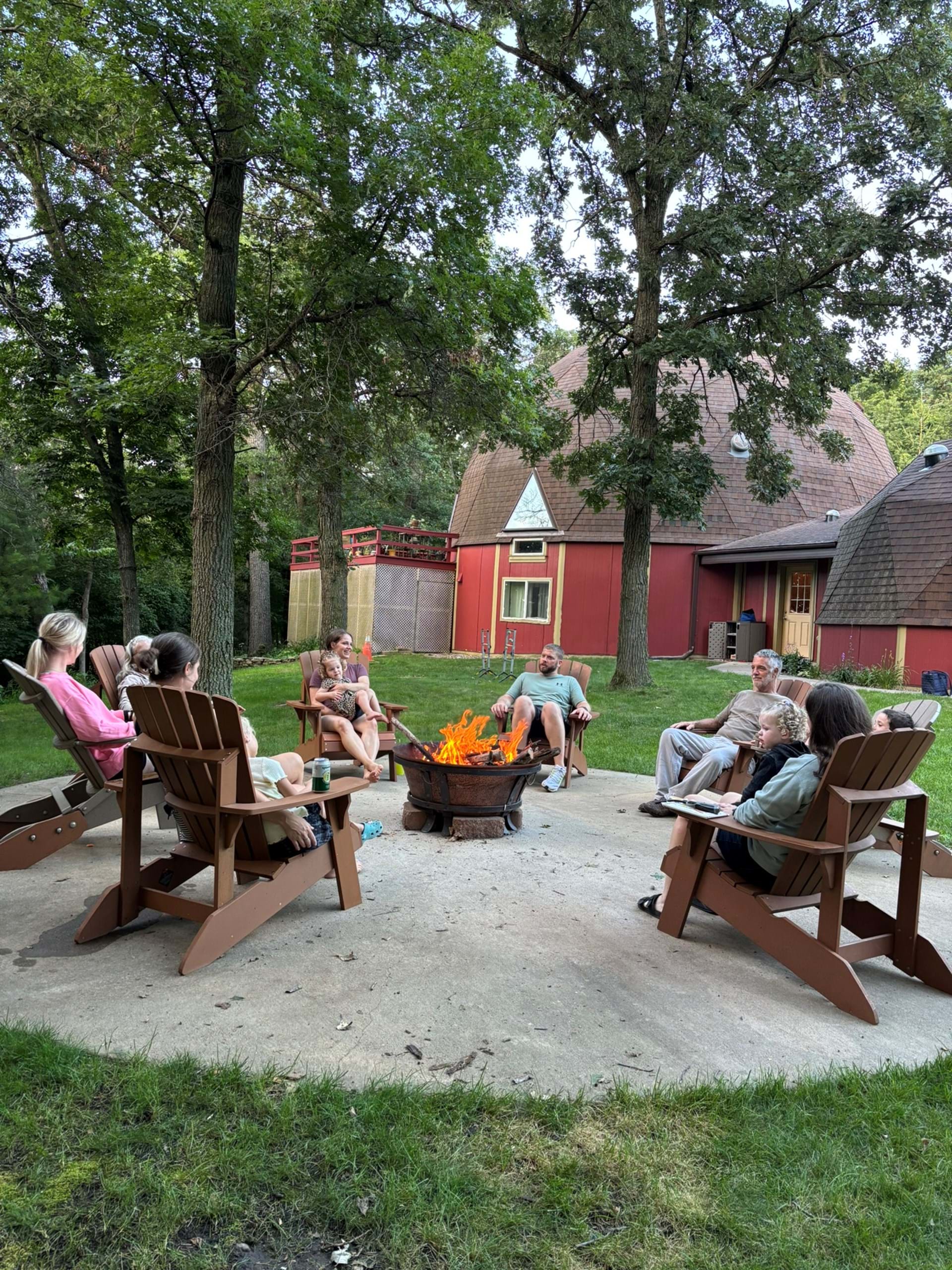 Firepit, wood is provided