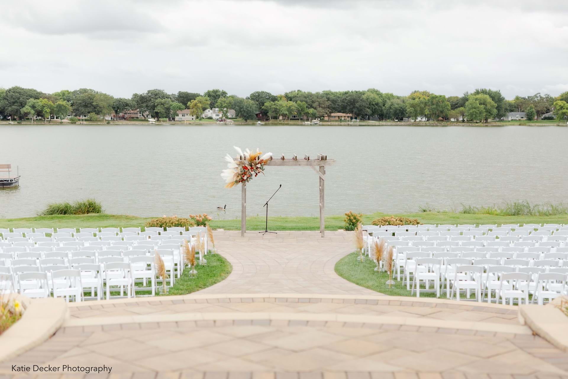 Outdoor lakeside ceremony space