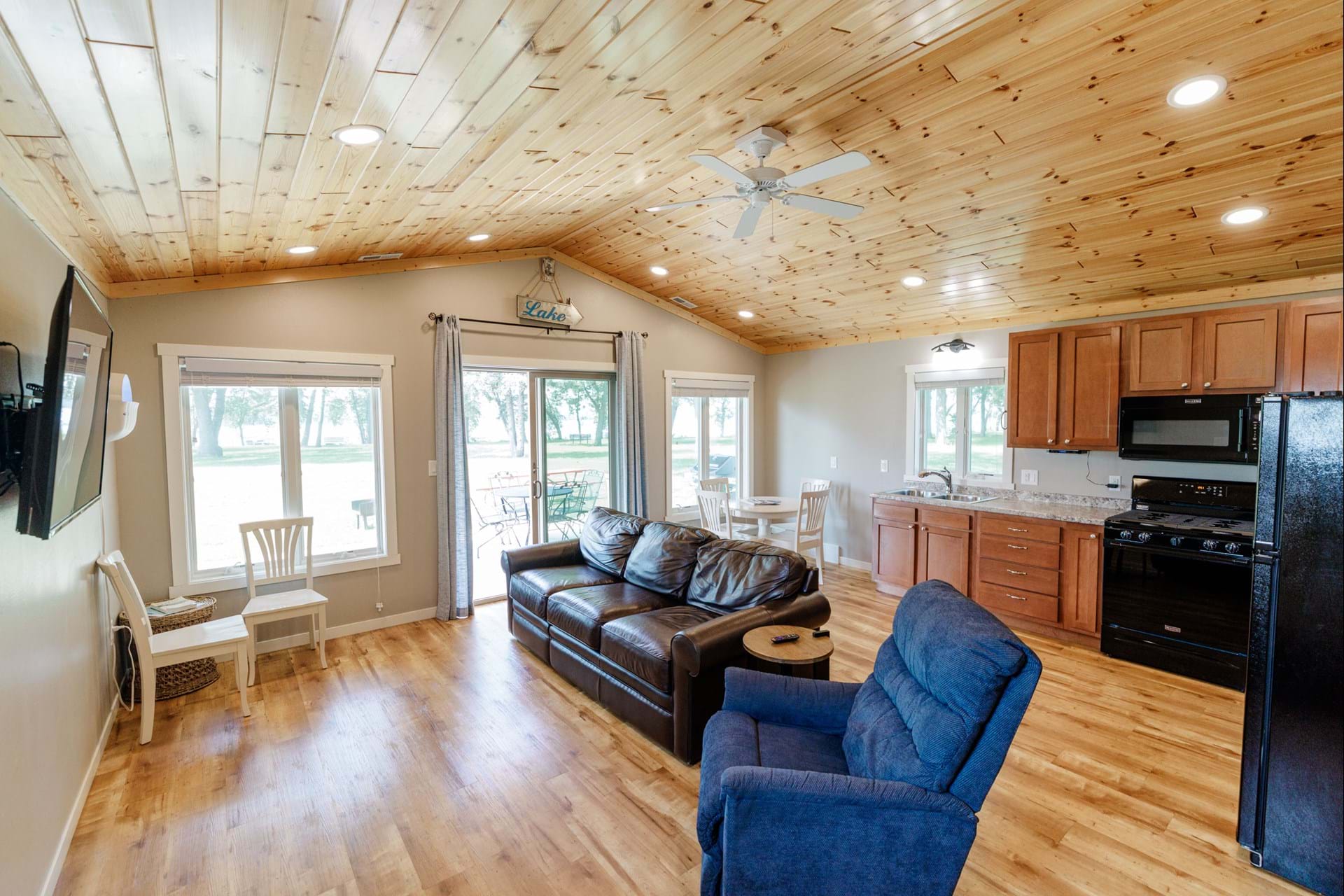 Living, kitchen, and dining area