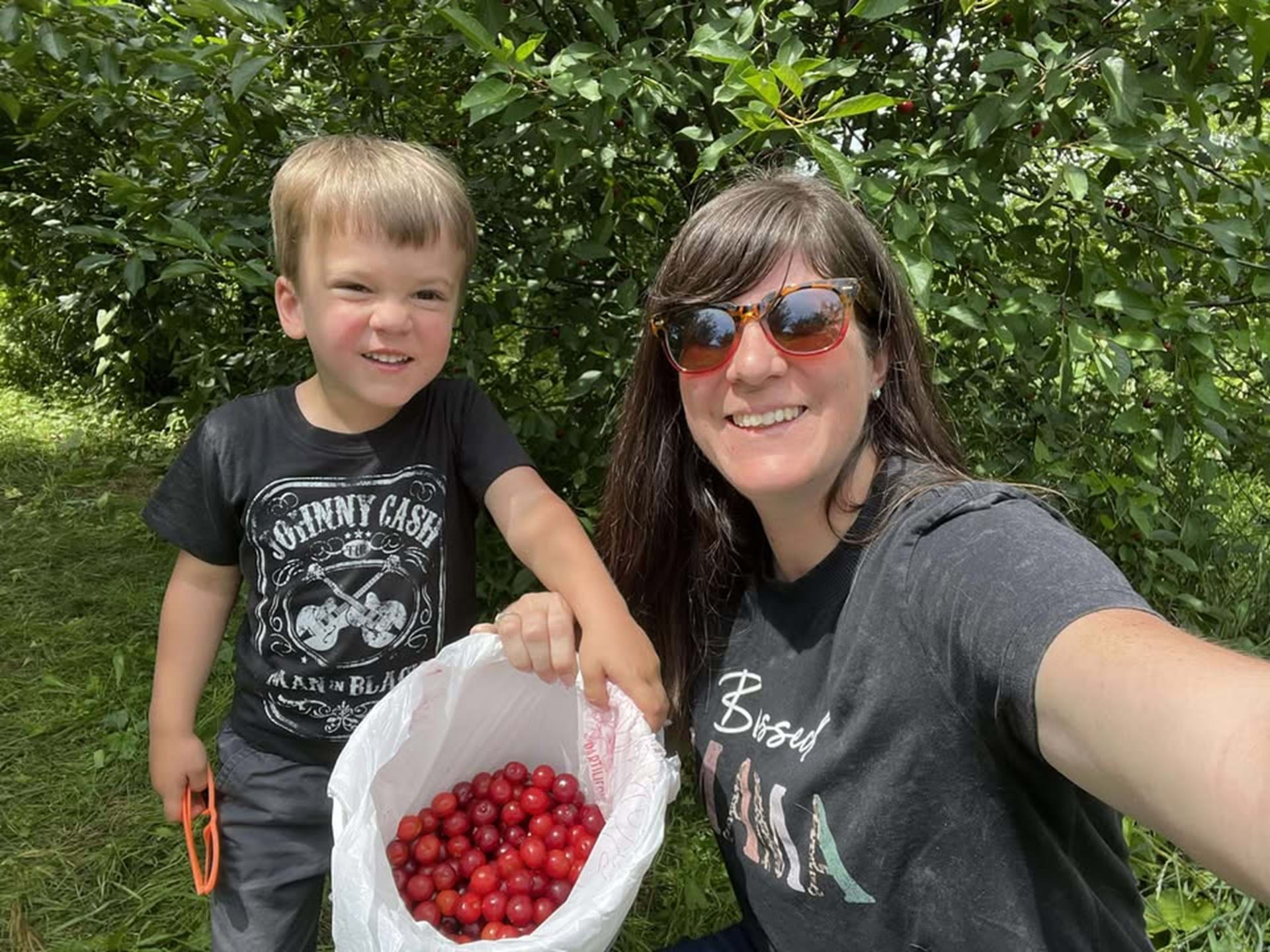 Family Fun Picking Cherries