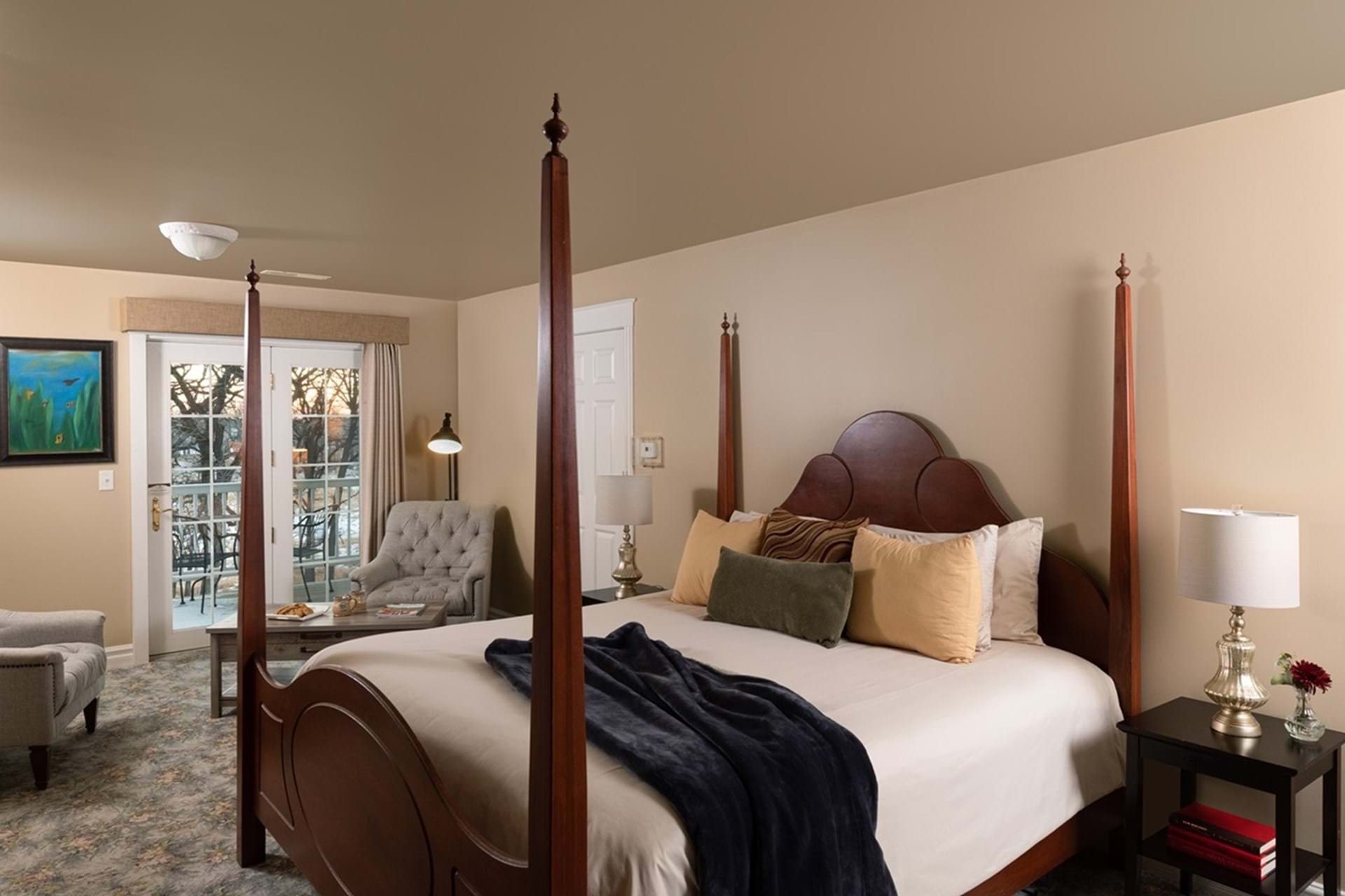 A guestroom at The Oakwood Inn