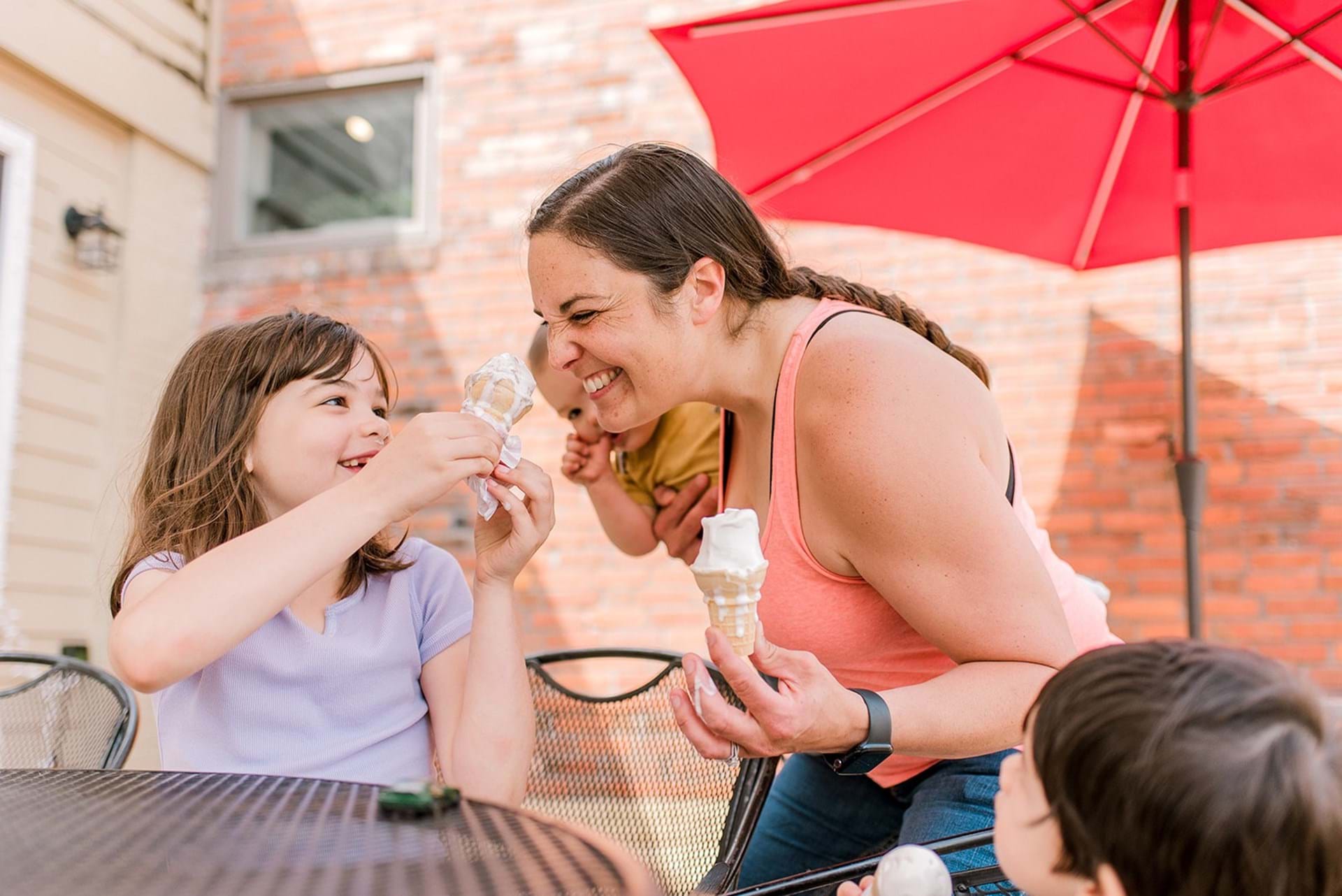 Ice cream on patio at Main Street Sweets