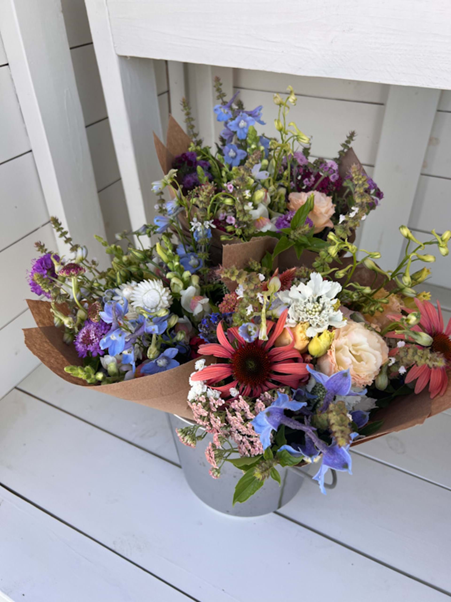 Farm stand flower bouquets