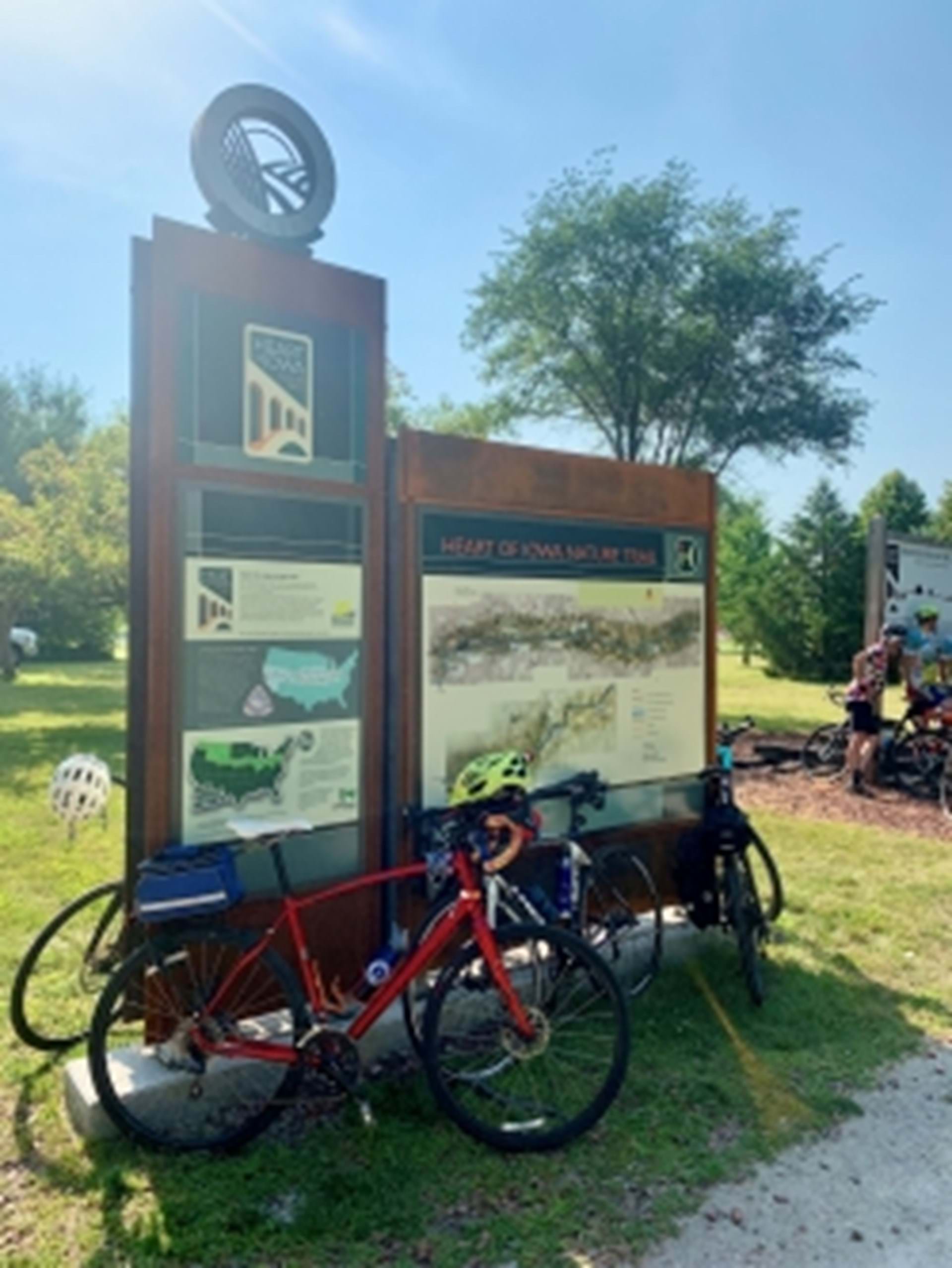 Central Iowa Trails monument located at Slater trailhead.