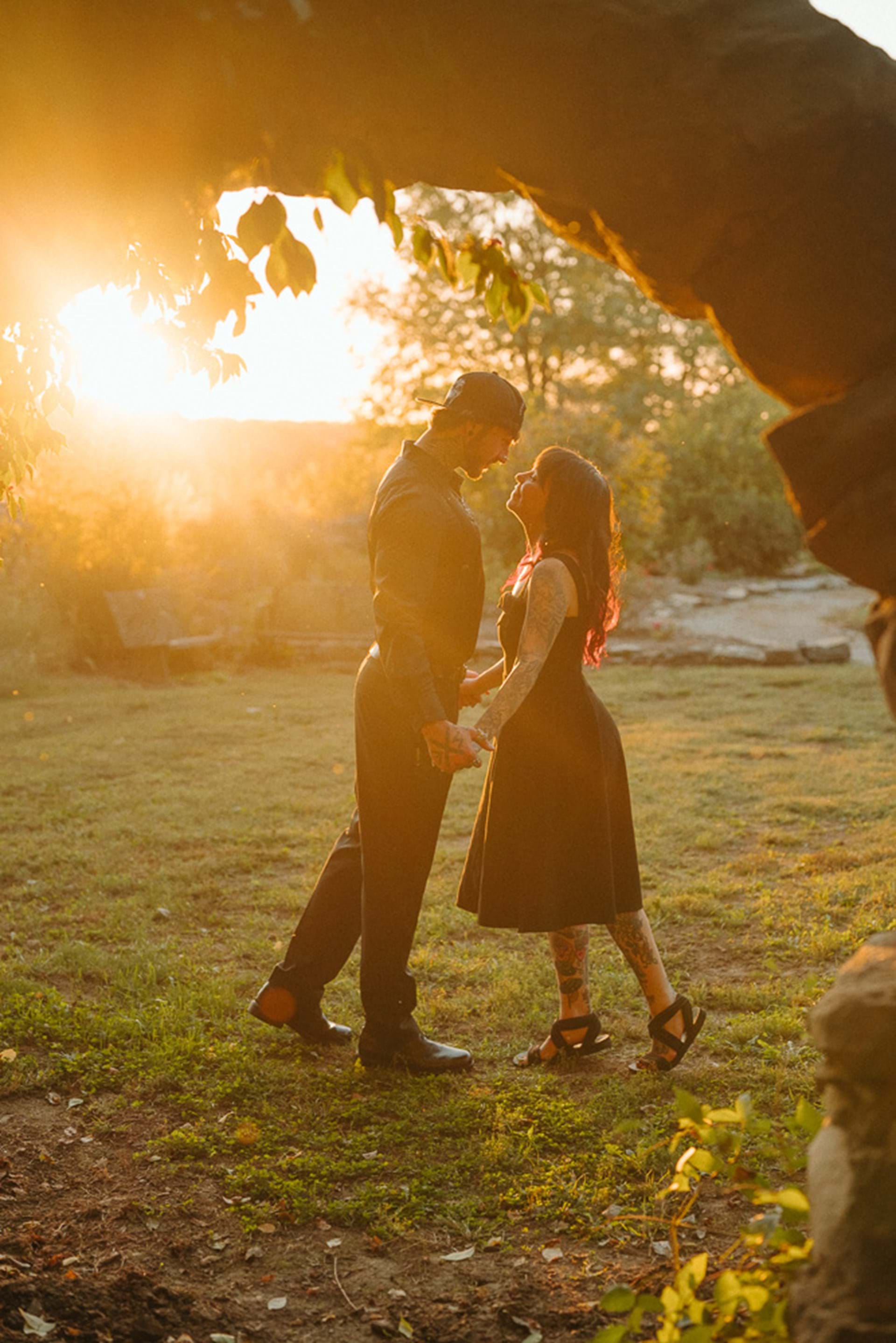 A couples session in Bentonsport, IA's Rose Garden