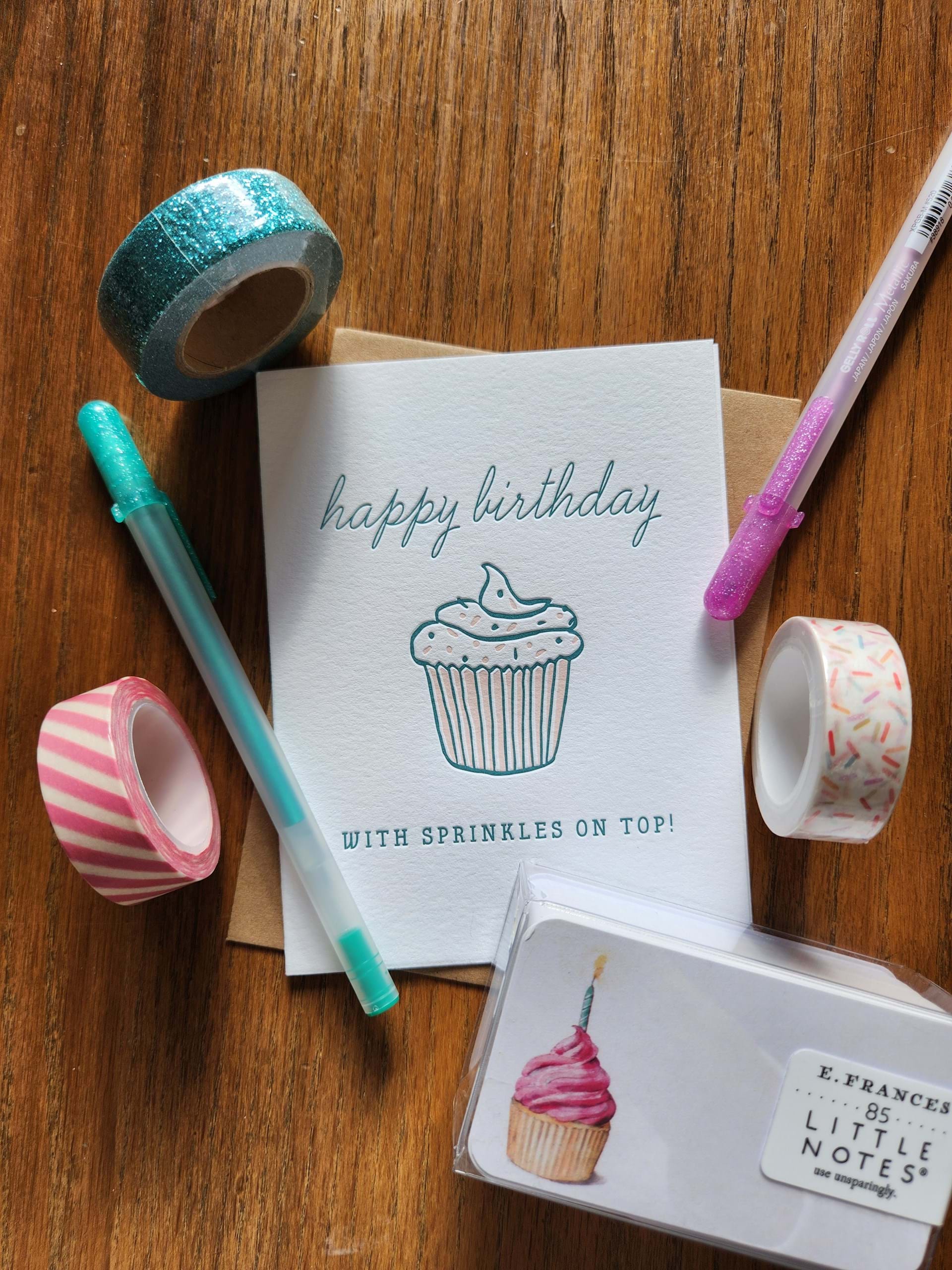 Our cards are printed on our antique printing presses.
