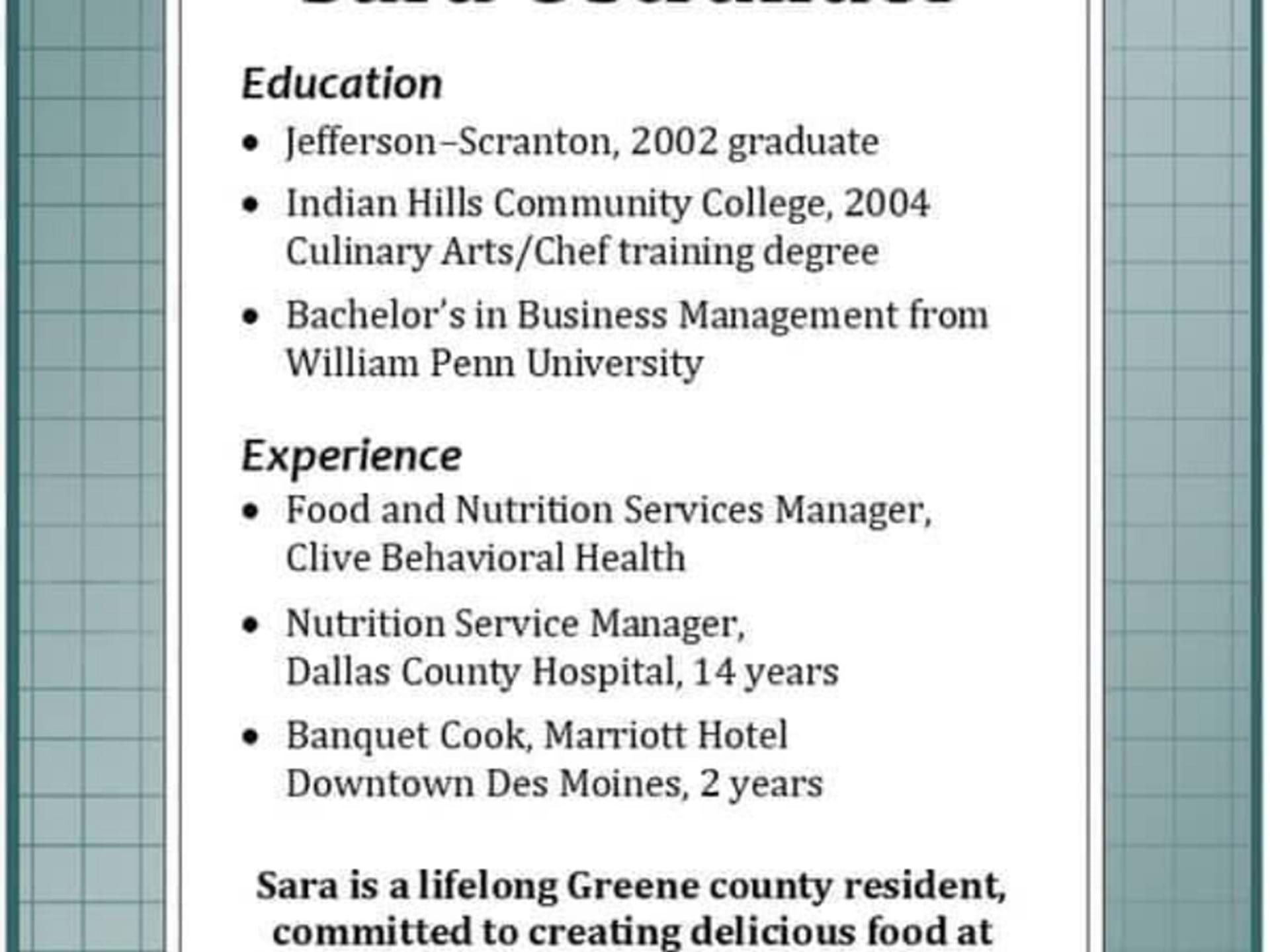 Meet Chef Sara