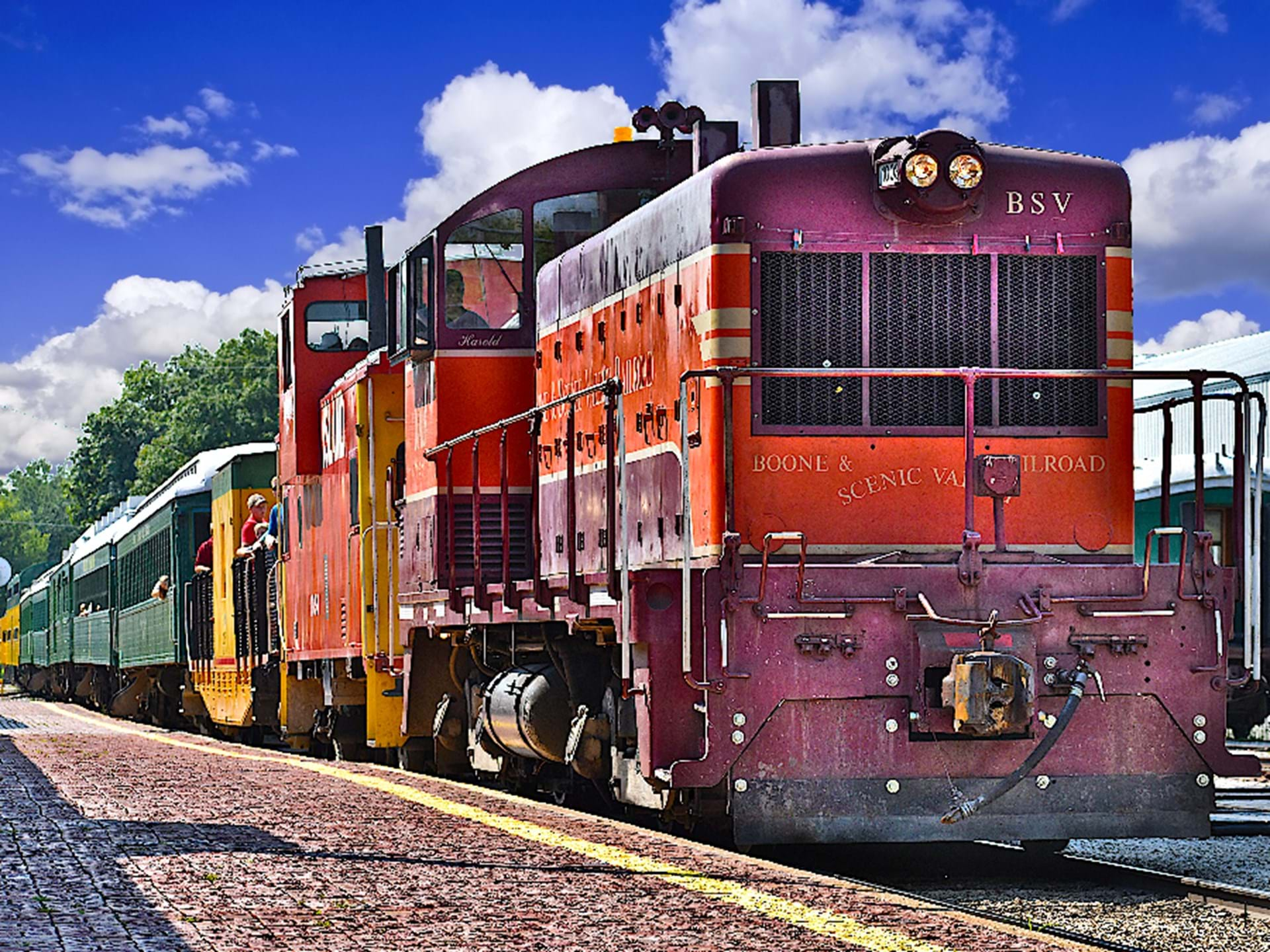 The Fraser Train arrives in Boone after its journey through the Des Moines River Valley