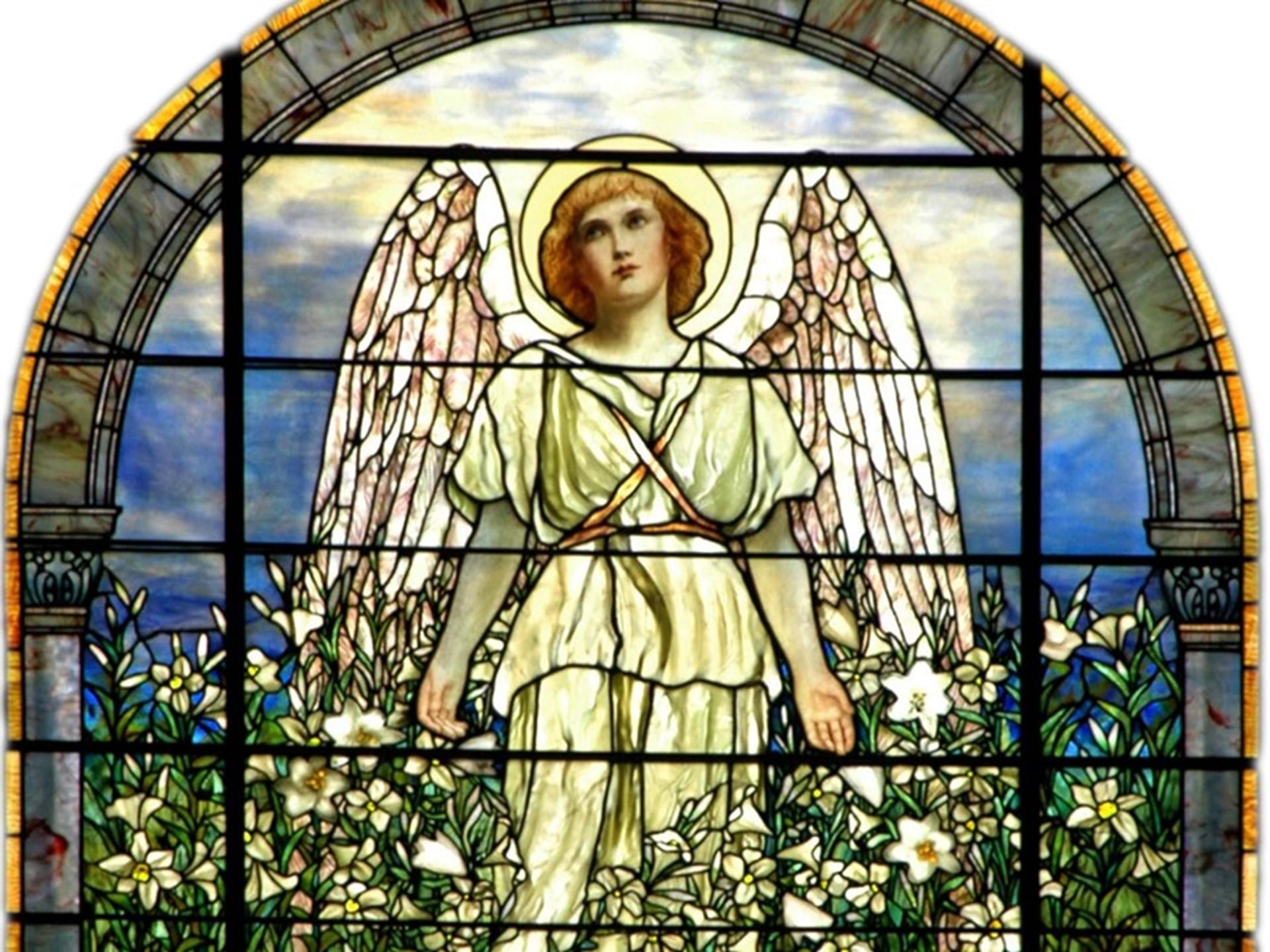 Tiffany Window - The Angel Among the Lilies