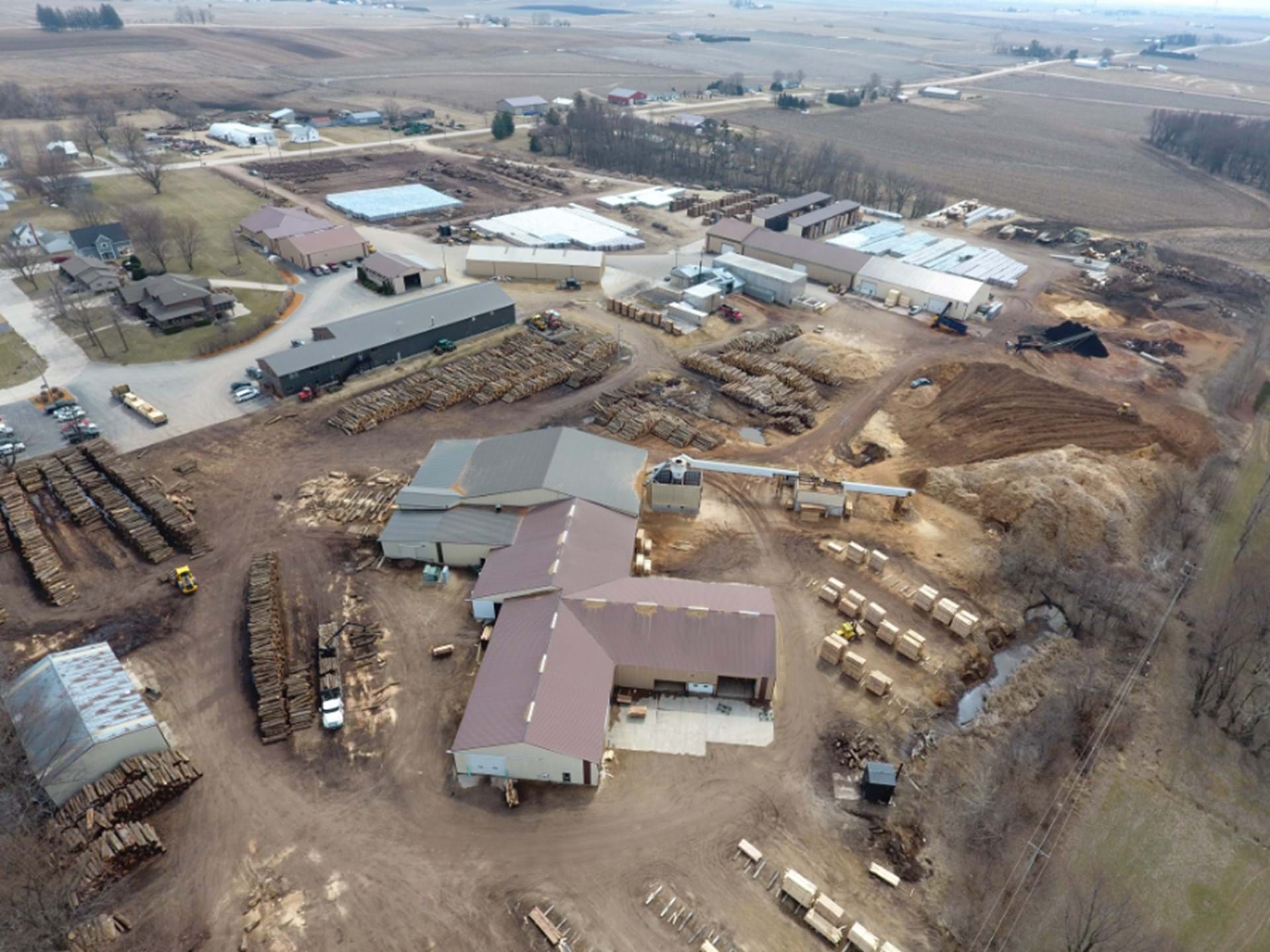 Drone shot of the sawmill. - Kendrick Forest Products, a division of Kendrick, Inc.