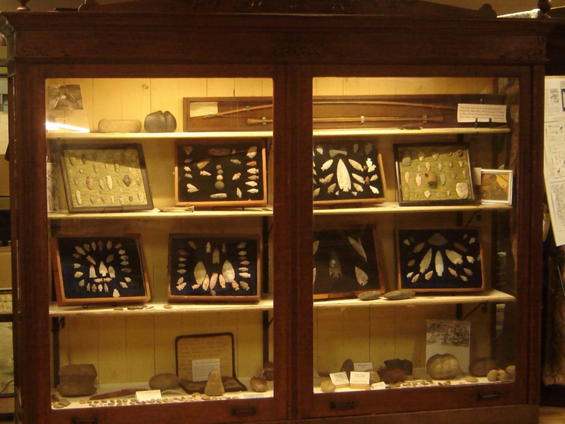 Native American artifacts display.