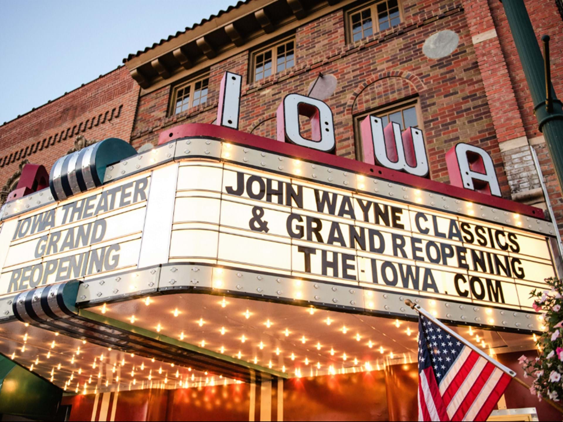 Marquee of the Iowa Theater in Winterset, Iowa