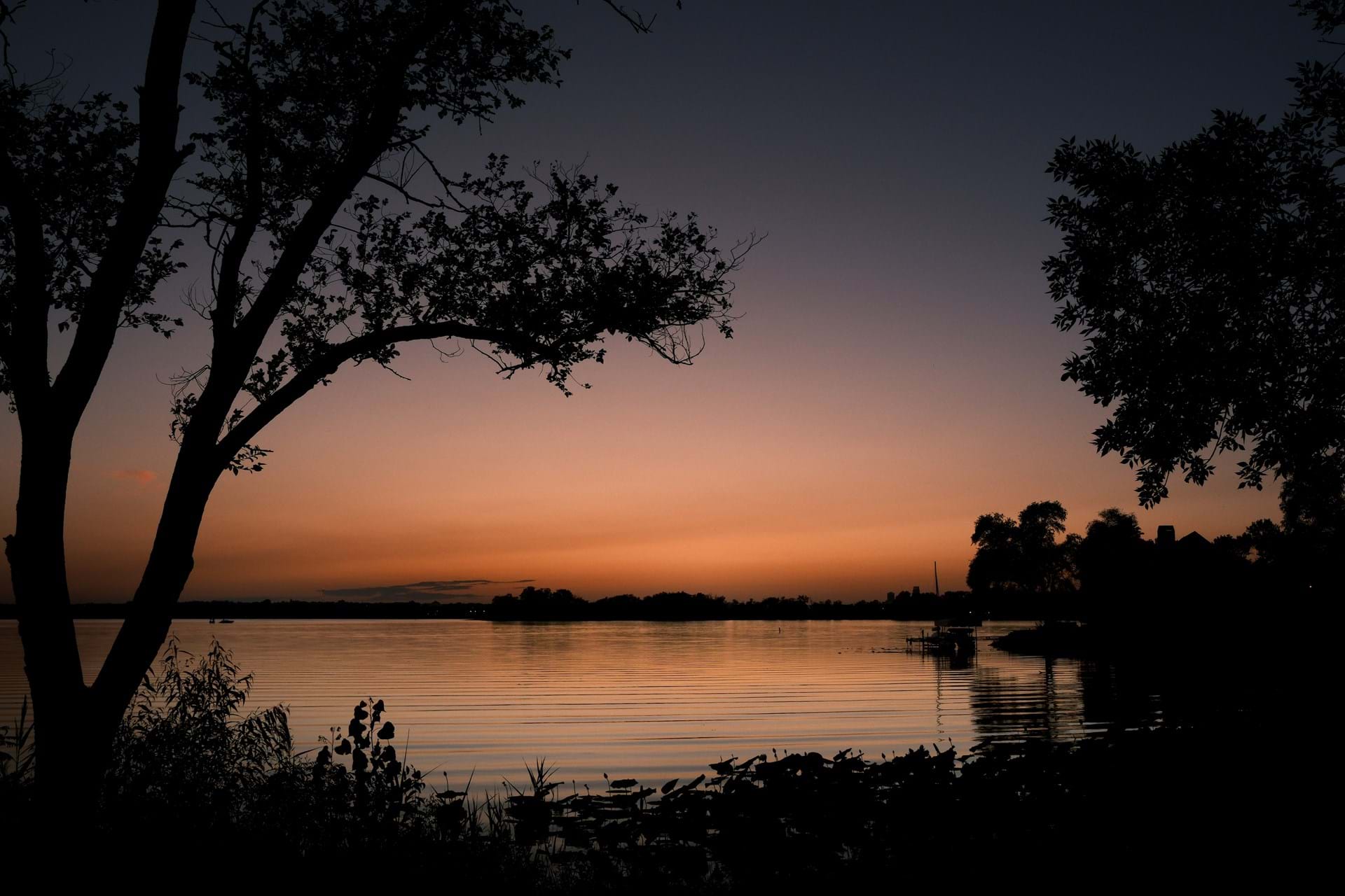 Lake Manawa at sunset.