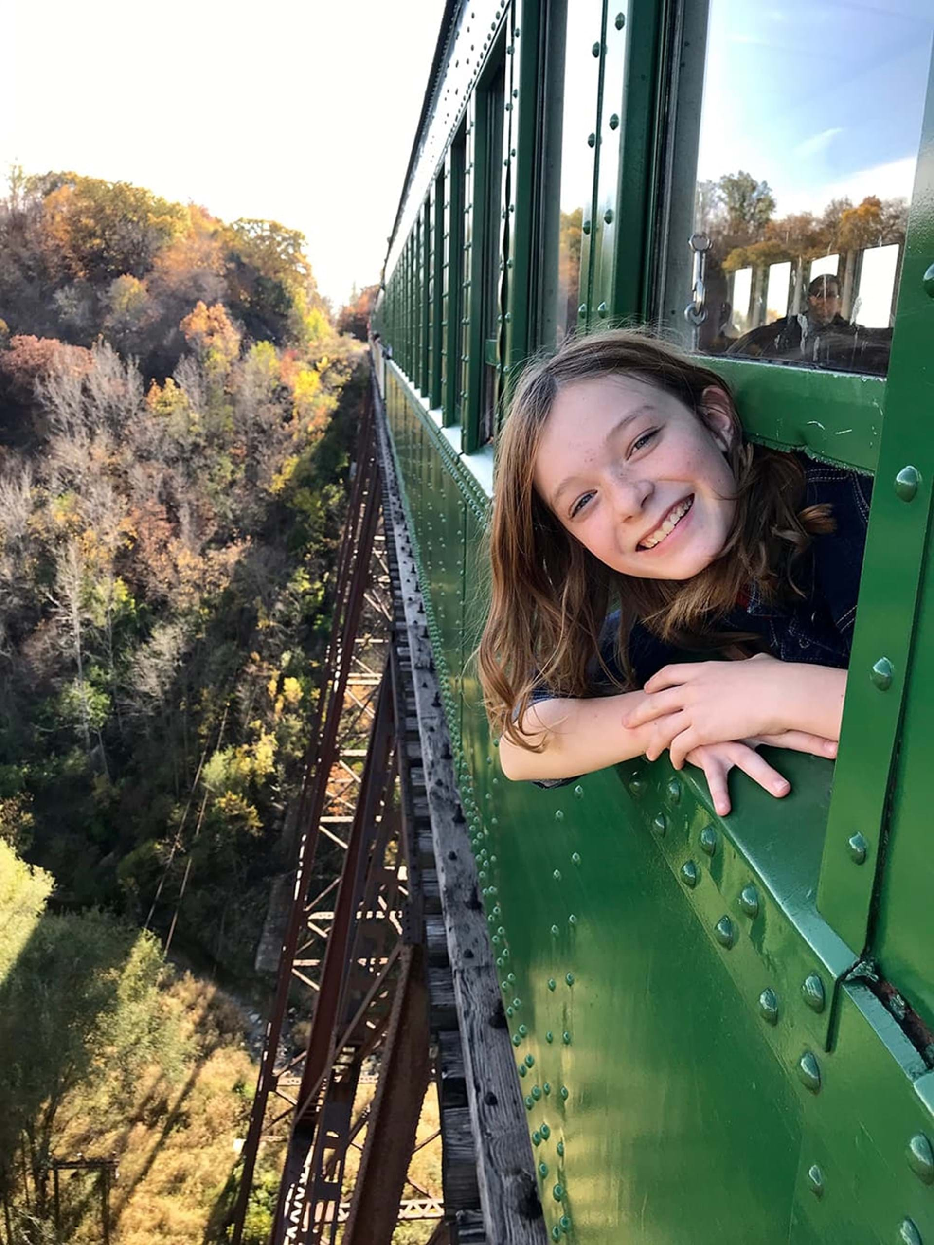 Crossing the 156 foot tall Bass Point Creek High Bridge